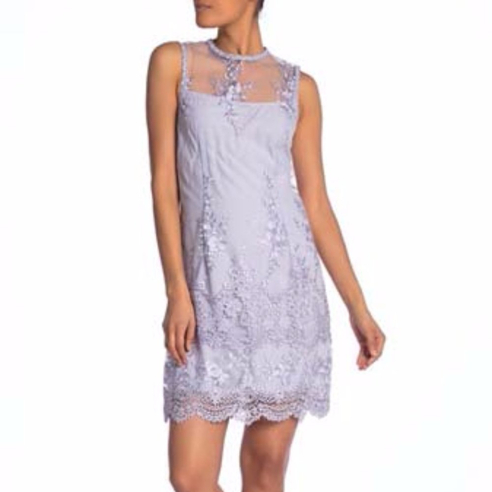 NANETTE LEPORE LORENZO ILLUSION EMBROIDERED DRESS